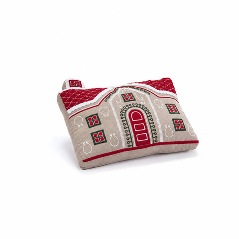 Bruco Cuscino arredo sagomato Casa di natale con perline 35x40 cm
