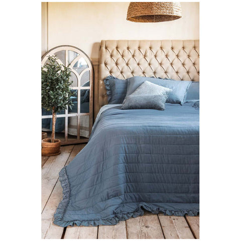 Blanc Mariclò "Acquarello di Sangallo" blue winter double quilt, 260x260 cm