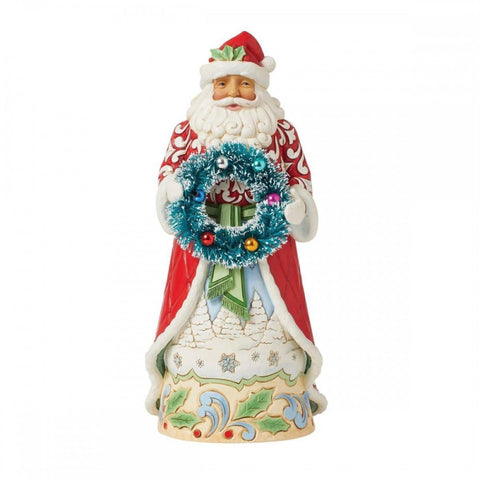 Enesco Babbo natale in resina con ghirlanda "Jim Shore" 10x10xh23 cm