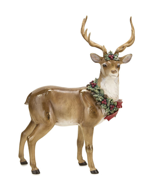 Fade Statuina Renna di natale in resina con ghirlanda 44x19xH59 cm