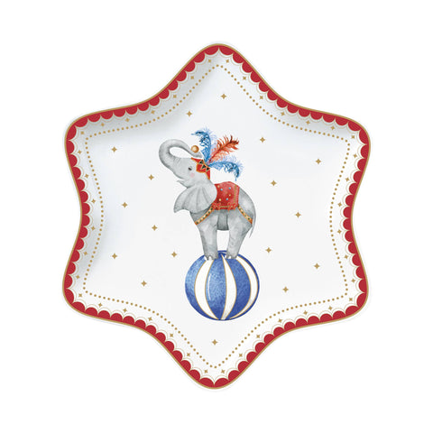 Easy Life Piatto di natale stella in porcellana + box "Circus" D22.5 cm