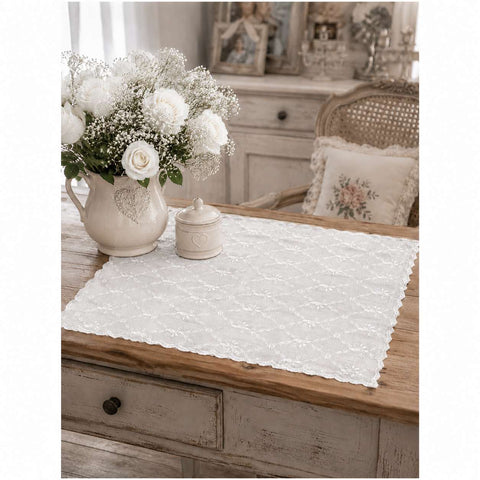 L'Atelier 17 Centrotavola centrino quadrato in pizzo "Astre/Vent", Shabby Chic 90x90 cm 4 varianti(1 unità)