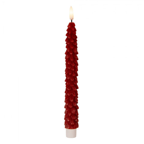 Clayre & Eef Set 2 candele LED Albero di Natale in plastica rosso D3 H25 cm