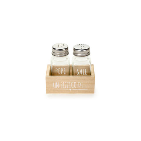 Nuvole di Stoffa Salt and pepper set with spice rack "A Pinch of.." Shabby 10x5.8x9.2 cm
