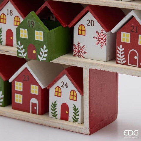 EDG Calendario dell'avvento in legno 24 casette 30,5x5xH44,5 cm
