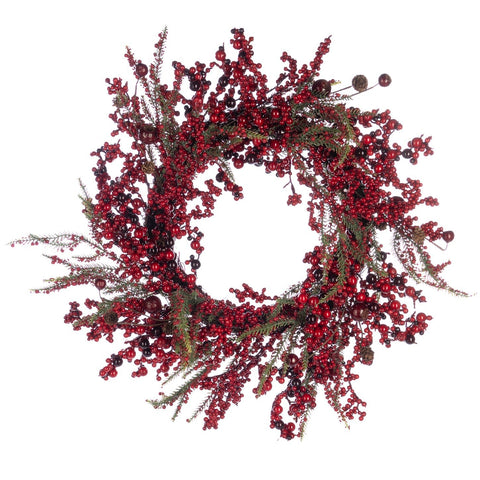 BERRY/PINE/PINEC.WREATH RD/GRN 65CM