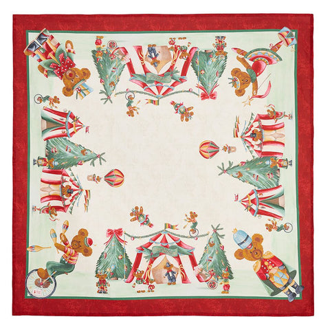 Nappe de Noël en coton Cloth Clouds "Bear Wonderland", vintage 120x120 cm