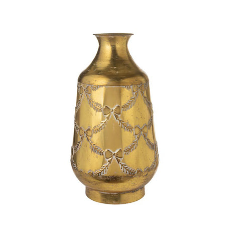 L'arte di Nacchi Vaso Portafiori con fiocchi metallo oro D25 H45 cm