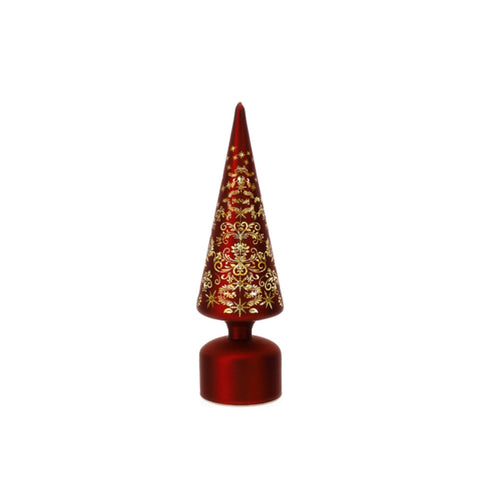 Sapin de Noël Hervit en verre rouge avec lumières LED D9 x H31 cm