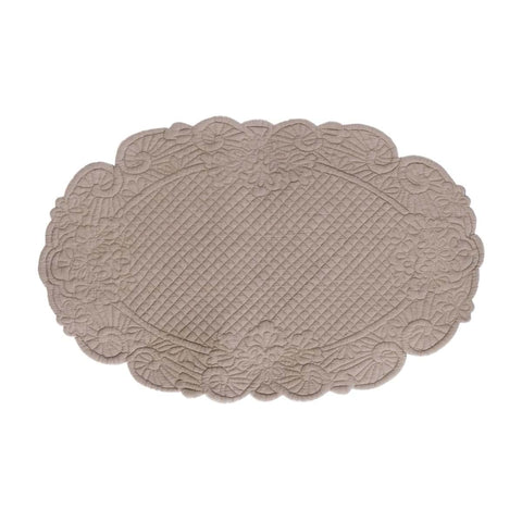 Blanc Mariclò Centrotavola ovale in cotone tortora "Carmen" 45x70 cm