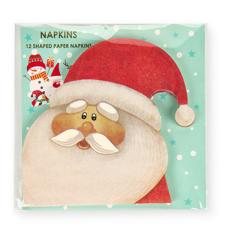 Cloth Clouds Pack of 12 napkins in the shape of Santa Claus "Christmas card" 33×33 cm