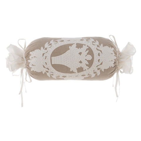 Blanc Mariclò Cuscino arredo Caramella in misto lino beige "Soffio Collection" 30x50 cm