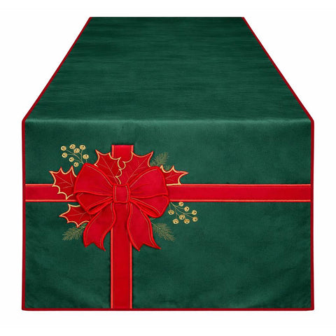 Clodette Runner di Natale ricamo Fiocco "Ribbon" 160x40 cm 2 varianti(1 unità)