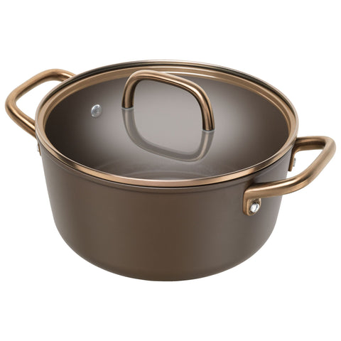 ZWILLING Milano Casseruola in alluminio marrone + coperchio in vetro, CERAFORCE Titanium 24 cm