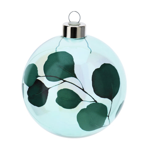 Hervit Sfera addobbo albero in vetro verde "Botanic" + scatola in regalo 10 cm