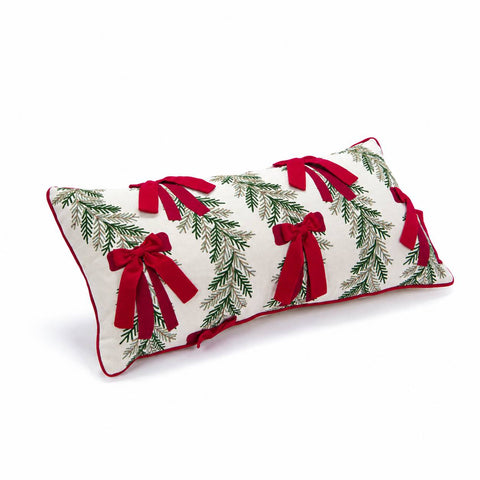 Bruco Cuscino arredo di natale rettangolare con fiocchi 35x70 cm