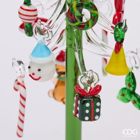 EDG Portacandela di natale con decorazioni in vetro Ø8 H25 cm