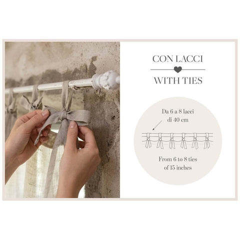 Blanc Mariclò Set 2 Tende in misto lino beige con ricami "Soffio Cllection" 140x290 cm