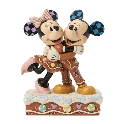 Enesco Disney Statuina di natale Topolino e Minnie Pan di zenzero H15.5 cm