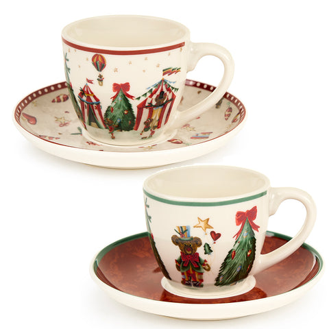 Nuvole di Stoffa Set de 2 tasses à café de Noël "Bear Wonderland" 80 ml