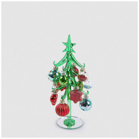 EDG Sapin de Noël en verre avec boules D6xH21 cm