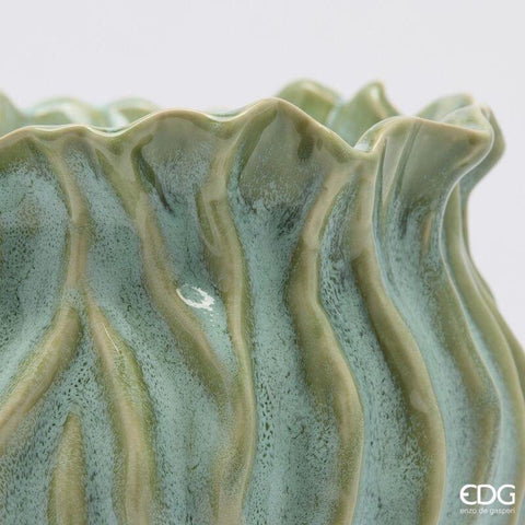 EDG Enzo de Gasperi Vaso anfora in ceramica verde salvia "Freaky" D18.5xH18 cm