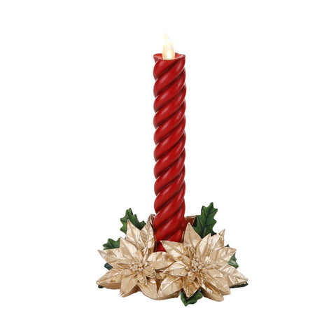 GOODWILL Bougie de Noël en résine avec lumière LED et fleurs H27,5 cm