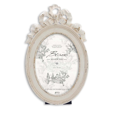 Blanc Mariclò Oval frame in Shabby Chic antique resin 15x2xH25 cm