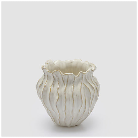 EDG Enzo de Gasperi Vaso anfora porta fiori in ceramica bianco "Freaky" D16.5xH16 cm