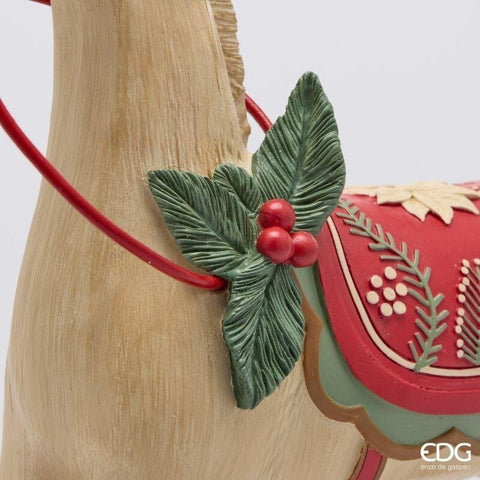 EDG Weihnachtsdekoration Pferd auf Rädern Figur aus Polyresin 32x12xH35 cm