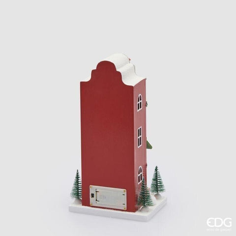 EDG casetta decoro natalizio con LED in legno 14,5x10,5xH27,5 cm