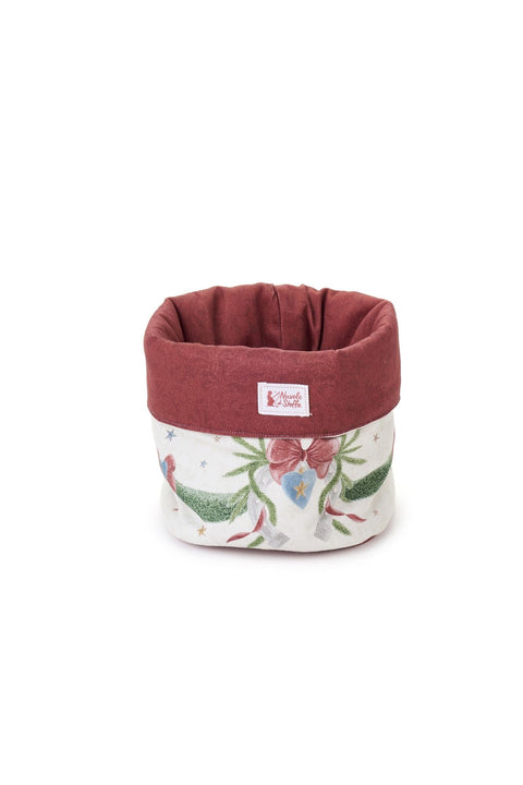 Cloth Clouds Christmas Bread Basket "Carousel" 23x20 cm
