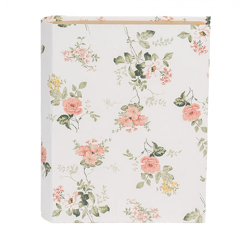 Clayre & Eef Scatola Libro contenitore in cartone bianco con fiori 17x14x5 cm