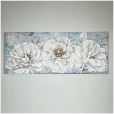 Eurolamp Quadro rettangolare su tela Fiori oro/bianco/blu 135x3x55 cm