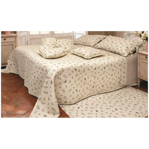 L'Atelier 17 Trapunta matrimoniale primaverile con pizzo + 2 federe "Fiore di primavera" 260x260 cm