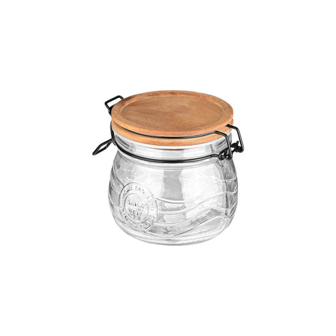 Estia Home Pot de cuisine en verre avec couvercle en bois "Allure" 11x11xH11.5 cm