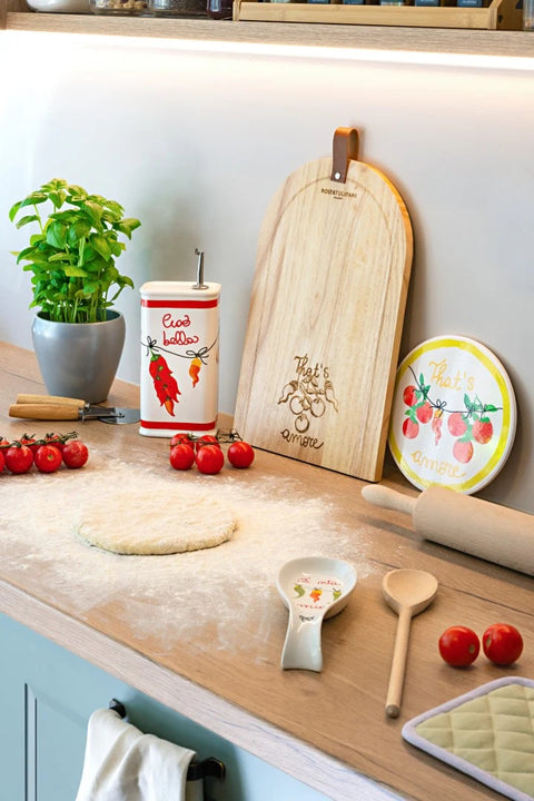 Rose e Tulipani "Aumm" Wooden Pizza Board with Accessories 40x25x1.5 cm