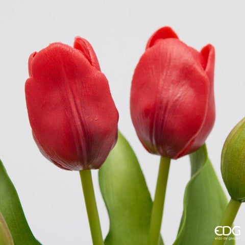 EDG Enzo de Gasperi Bouquet 7 tulipes rouges Real-Touch artificielles H30 cm