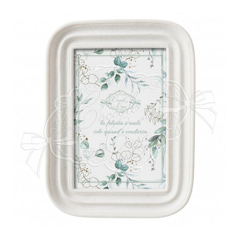 Coccole di Casa Porta foto in resina bianco effetto Crackle "Stripe" 17.3X2X22 cm