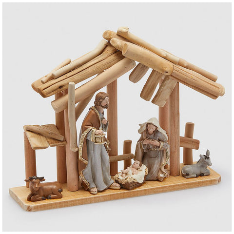 EDG Enzo De Gasperi Nativity figurines with hut 38x10xH28 cm