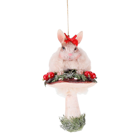 GOODWILL Rabbit or Porcupine in resin on mushroom 12 cm 2 variants (1pc)