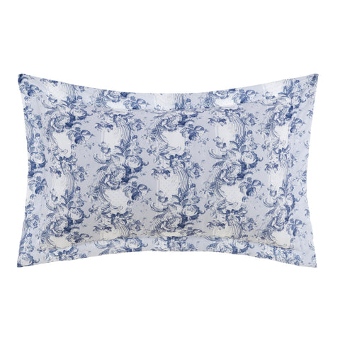 Lot de 2 Housses de Coussin Florales Bleues Blanc Mariclò "Elisa" 50x80 cm