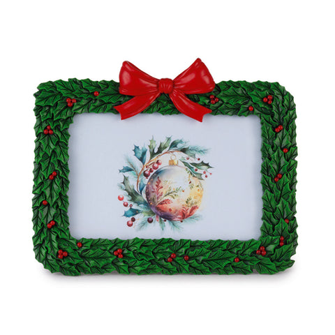 Henriette Portafoto Agrifoglio di natale con fiocco 15x16,5cm(15x10cm)