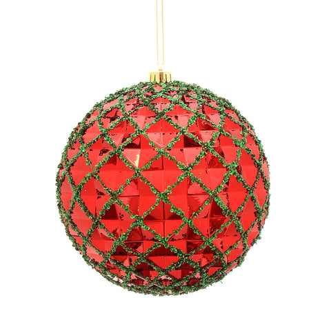Boule de Noël Vetur rouge/verte en plastique D20 cm