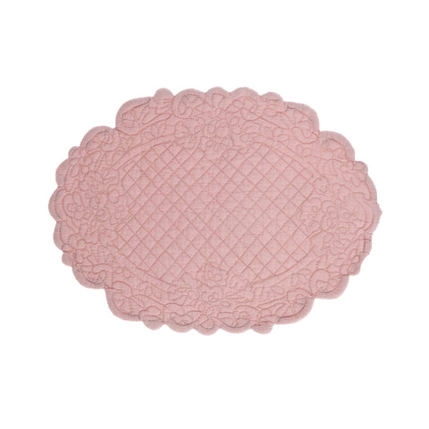 Blanc Mariclò Set 2 tovagliette americane ovali in cotone rosa "Carmen" 20x30 cm