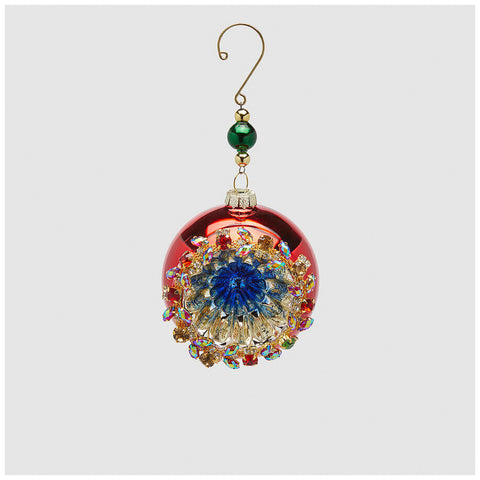 EDG - Enzo De Gasperi Red glass sphere with jewels D8 cm