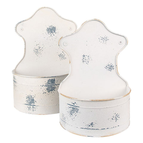 Clayre & Eef Set 2 portavasi ferro anticato 26x14x37/23x12x32 cm