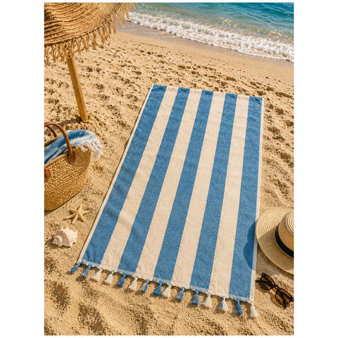 L'Atelier 17 Serviette de plage jacquard éponge + sac filet "Portami al Mare" 90x170 cm 4 variantes (1 unité)
