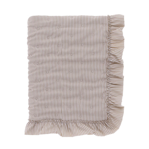 Blanc Mariclò Trapunta matrimoniale primaverile beige in microfibra con gala "Sogno Vichy" 260x260 cm - Angelica Home Stabia