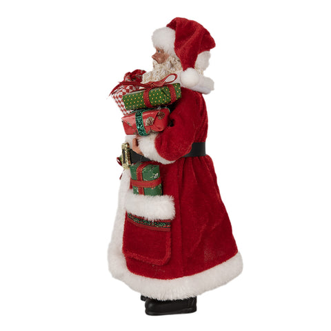 Clayre &amp; Eef Figurine Père Noël avec cadeaux 13x10xH27 cm 